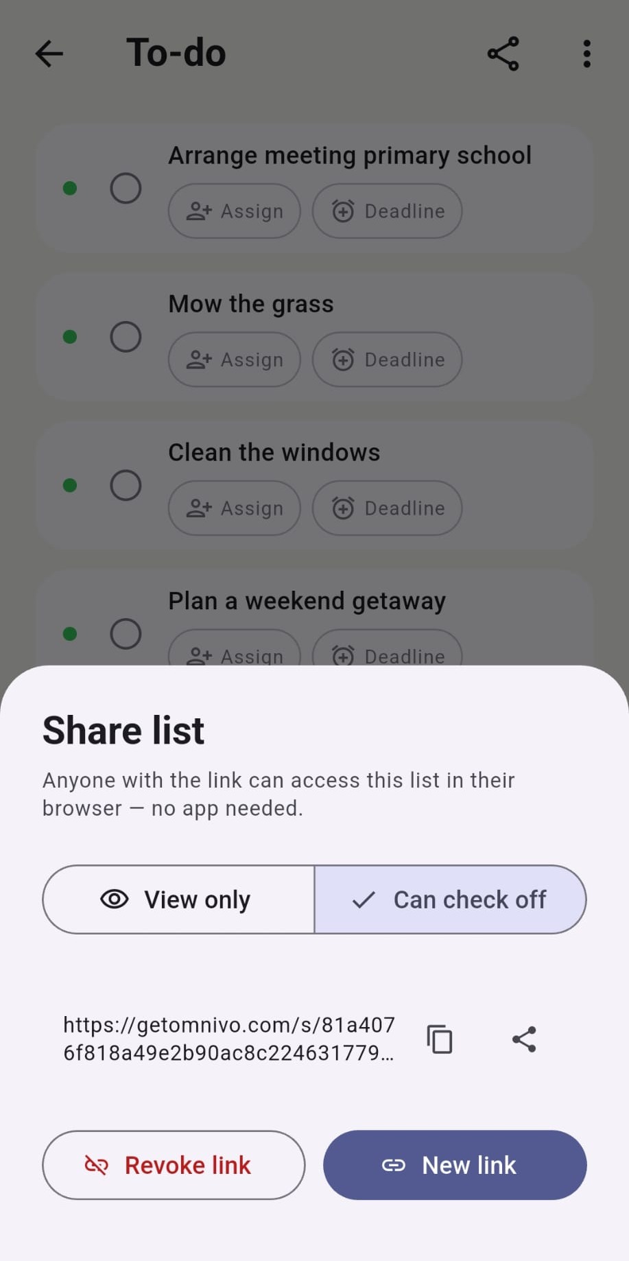 Sharing a list