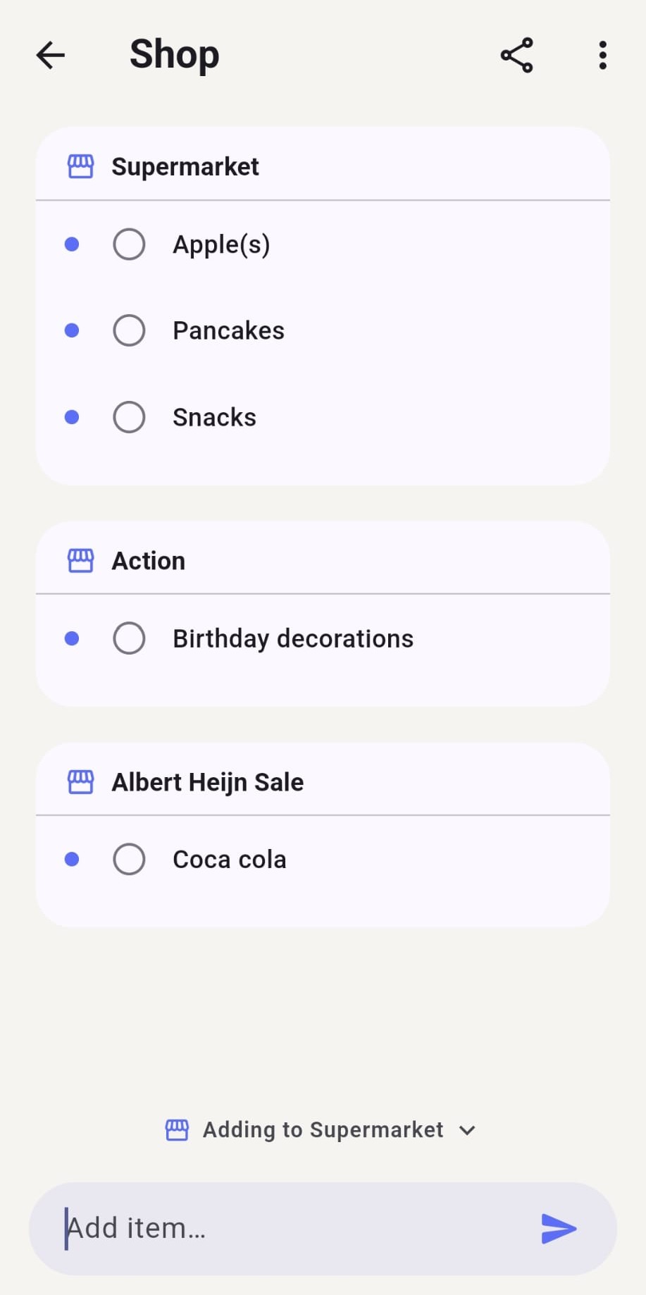 Shopping list